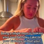 single mom crying birthday cake